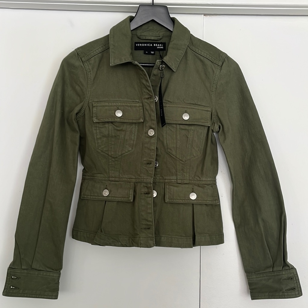Nwot Veronica Beard Jean Jacket Army Green Xs